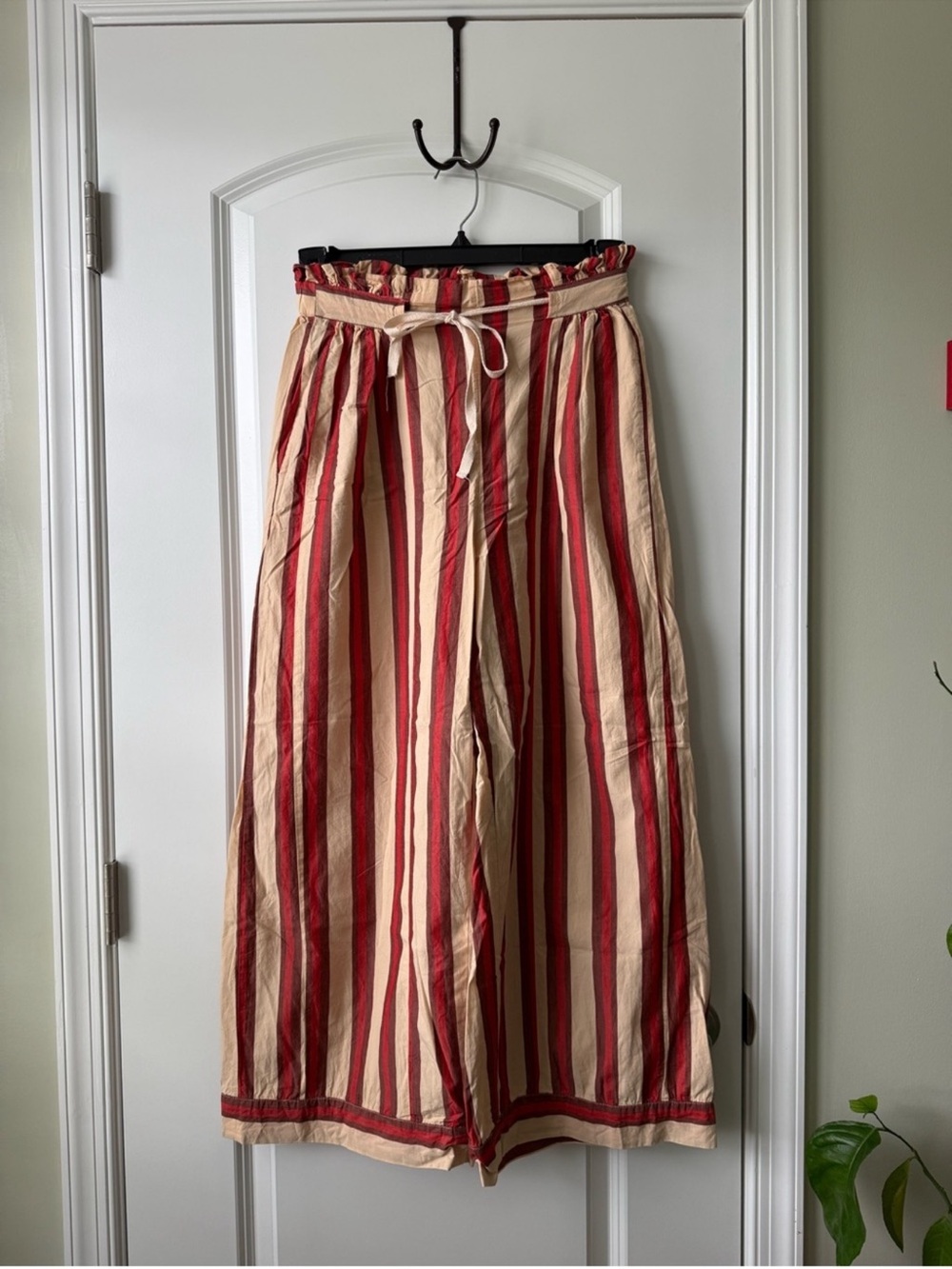 Free-est Solara Pants Red Brown Combo Striped Pull On Wide Leg XS - Picture 3 of 6